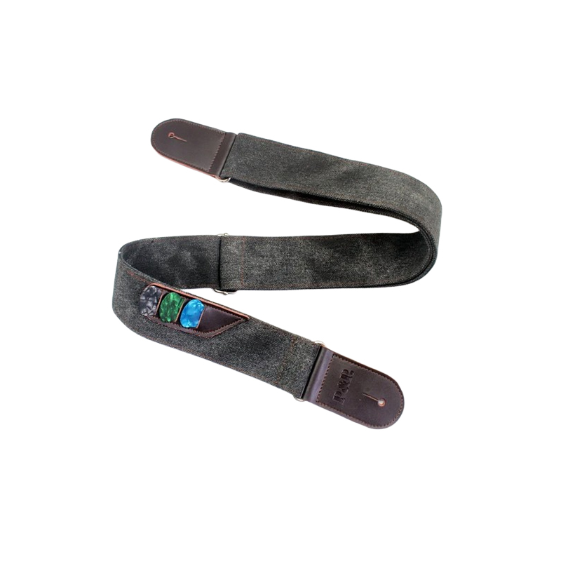 Dark Grey Vintage Boho Denim Guitar Strap - 4 colors to choose from!