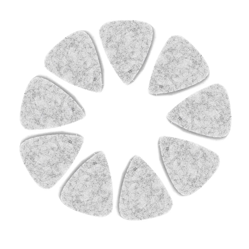 Pack of 10 soft felt picks for gray-colored ukulele