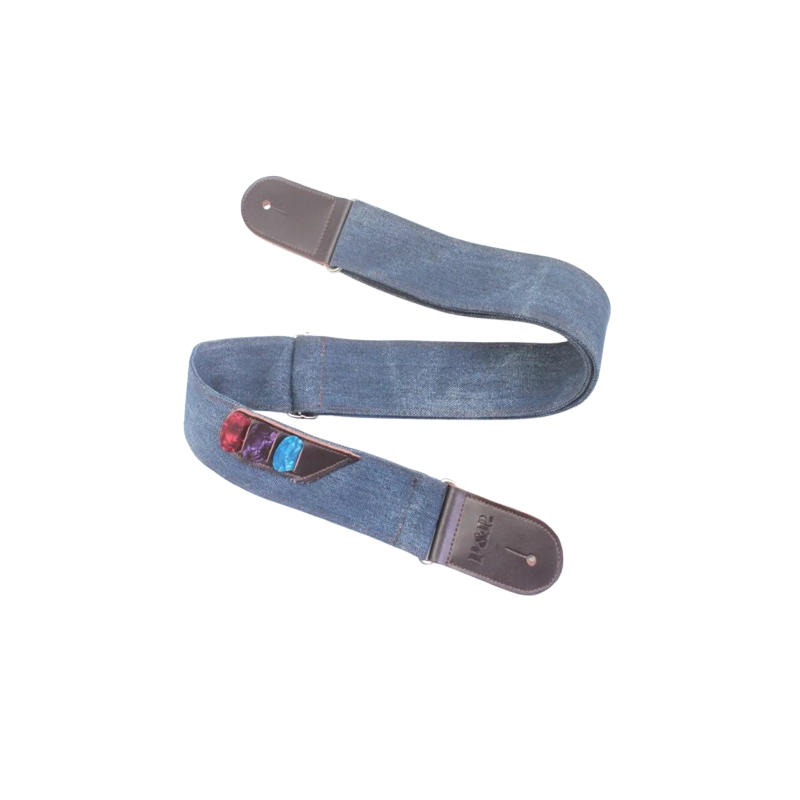 Grey Boho Denim Vintage Guitar Strap - 4 colors to choose from!
