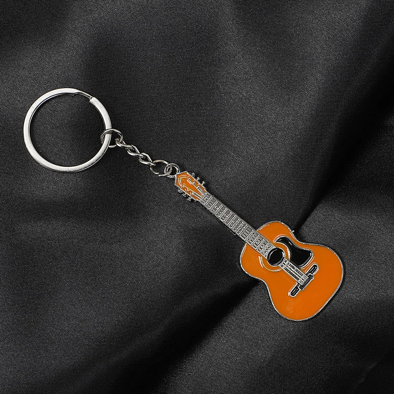 Yellow classic guitar keychain made of alloy - 5 colors to choose from!