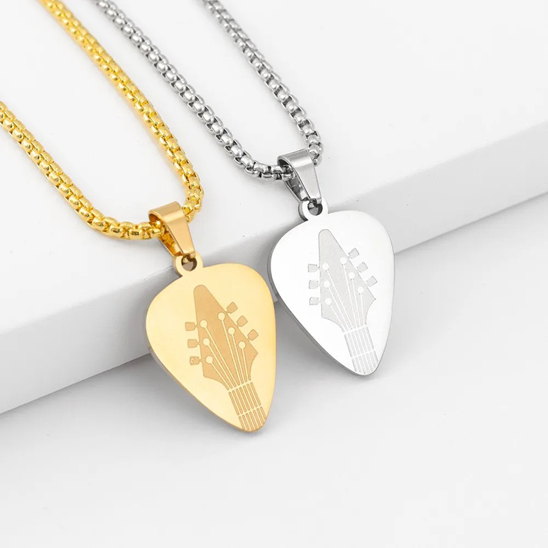 Engraved Guitar Pick Pendant - Classic or Gold Choice