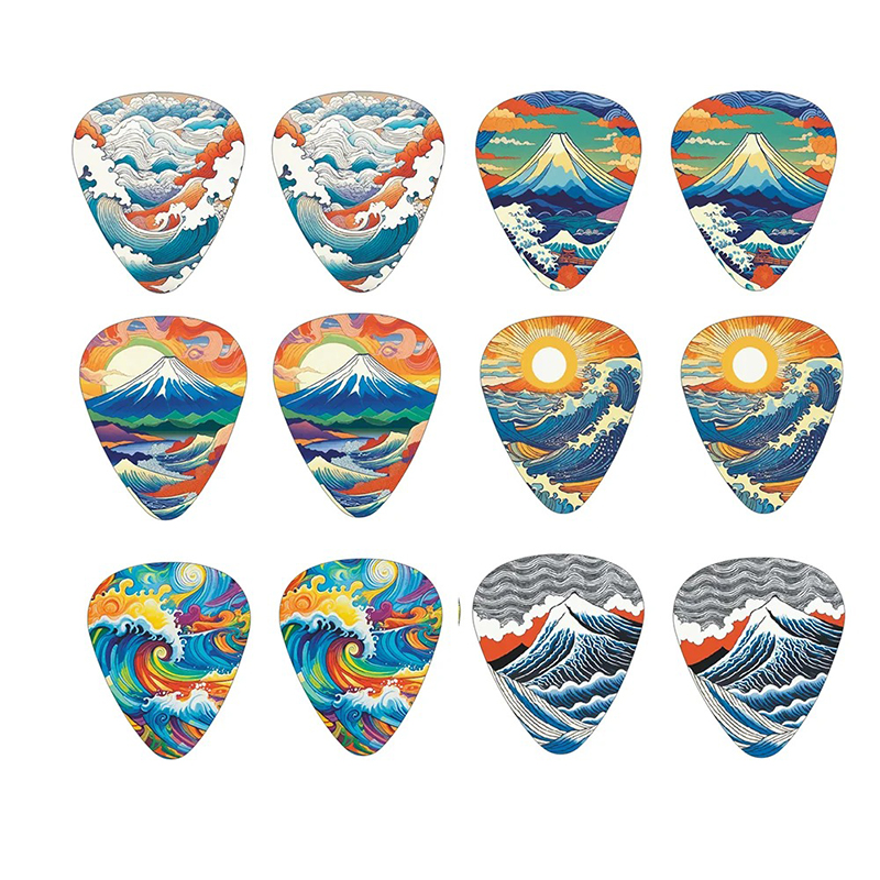 Set of 10 Guitar Picks with Japanese Manga-inspired designs - 3 sizes to choose from