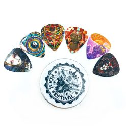 Set of 12 dark gothic-inspired 0.71mm picks delivered with a metal box