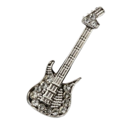 Beautiful Enamel Brooch Electric Guitar Pin Encrusted with Rhinestones