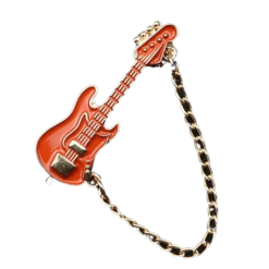 Beautiful Enamel Brooch Electric Guitar Pins with Chain - 6 colors to choose from
