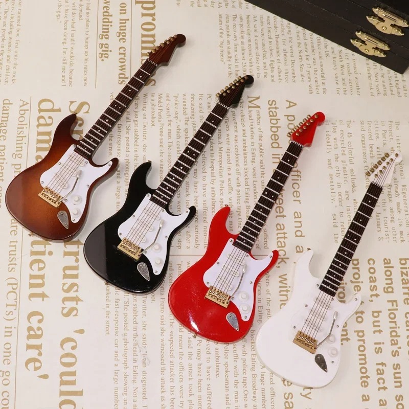 Beautiful Miniature Electric Guitar in Red or Black with Storage Box, 4 Sizes Available