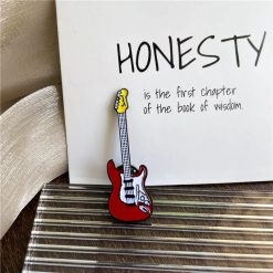 Stunning Scarlet Red Electric Guitar Enamel Pin