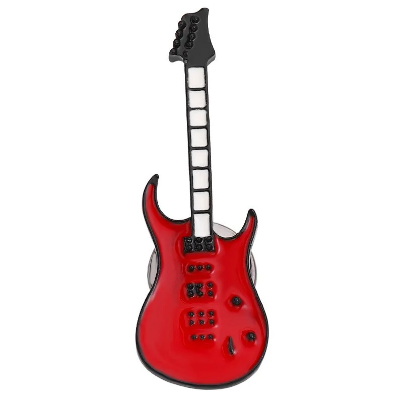 Beautiful Enamel Pin of Red Electric Guitar