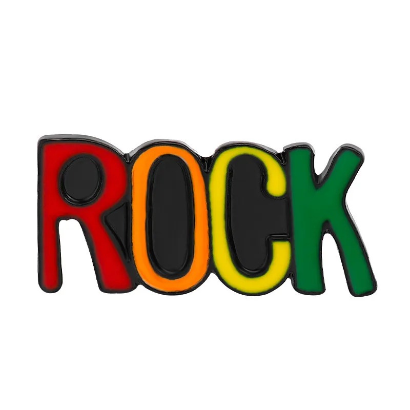 Beautiful colorful enamel pin with ROCK N ROLL design