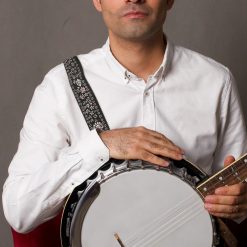 Beautiful Black Floral Embroidered Banjo Strap