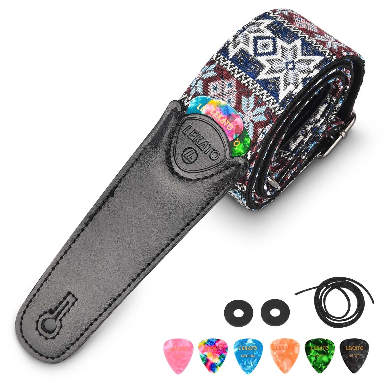 Beautiful 'Nordic Echoes' Guitar Strap - Complete Set with Accessories