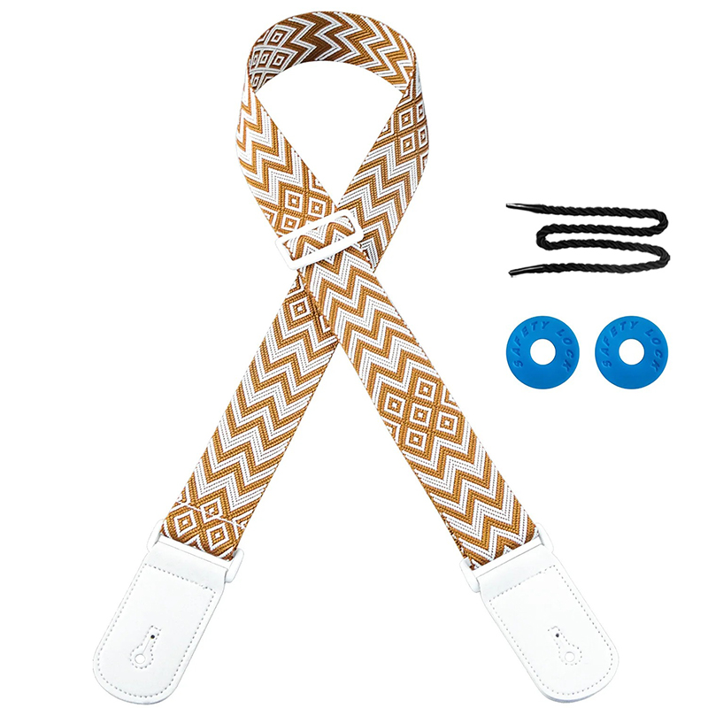 Vintage Guitar Straps, Geometric Aztec Edition in Brown Color