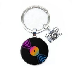 Retro vinyl keychain with multicolor melody