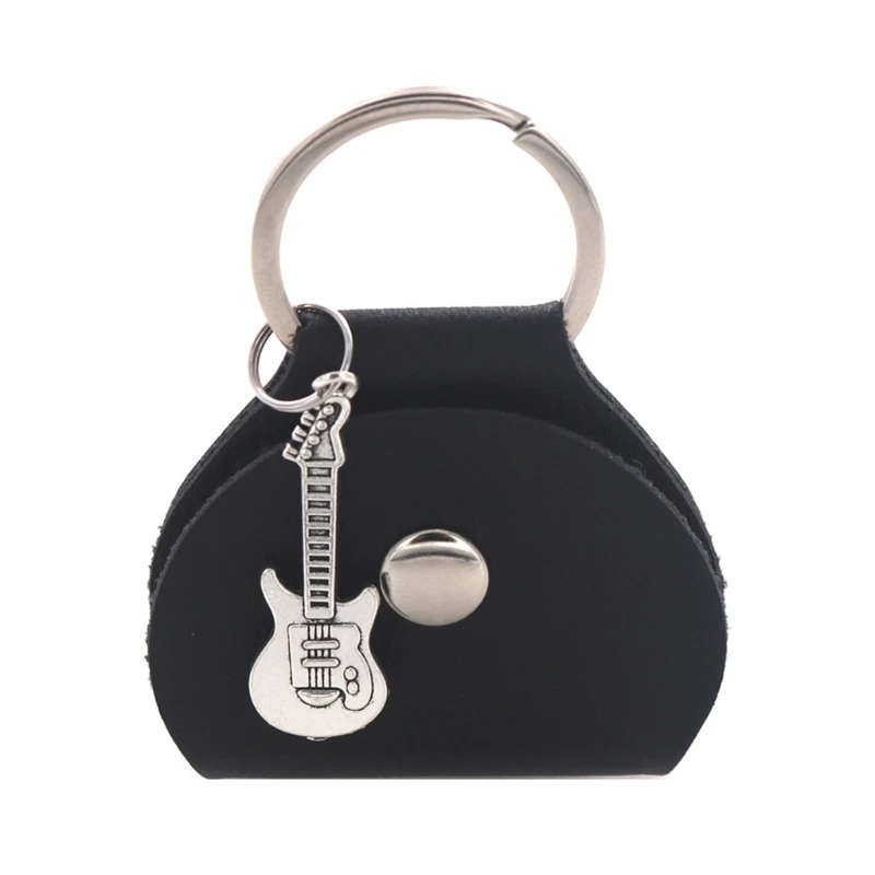Black colored guitar pick keychain