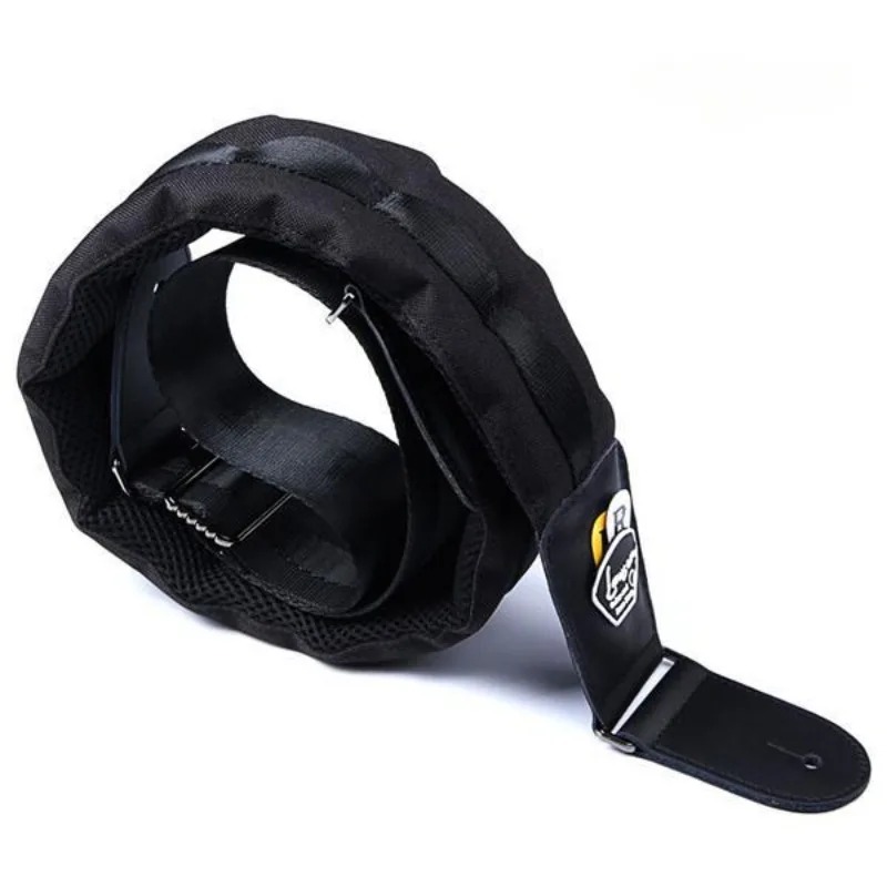 Black cow leather bass strap with thickened foam