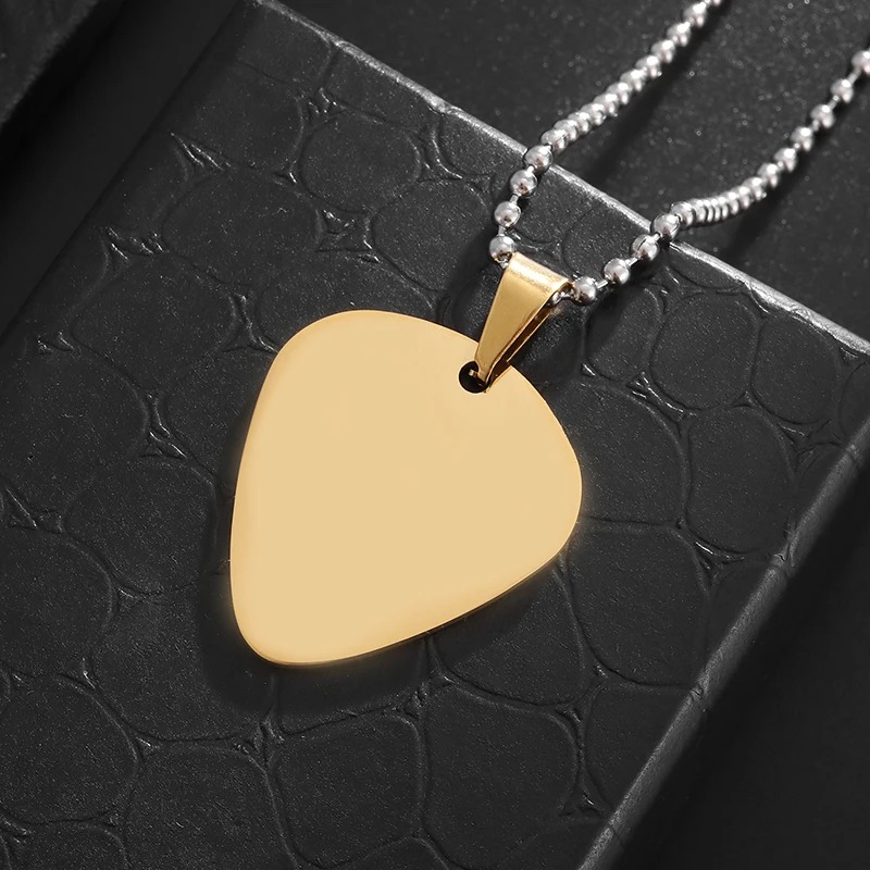 Simple Stainless Steel Plectrum Necklace - Minimalist Collection in Gold Color