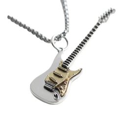 Silver and Gold Electric Guitar Pendant