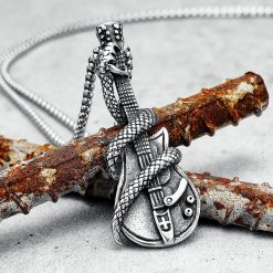 Magnificent Heavy Metal Rock Guitar Pendant with a Guitar Wrapped by a Snake