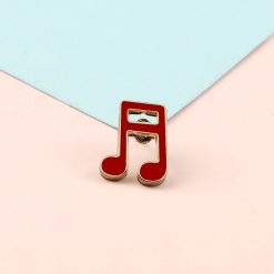 Enamel Pins of Red Double Eighth Note Music Symbol