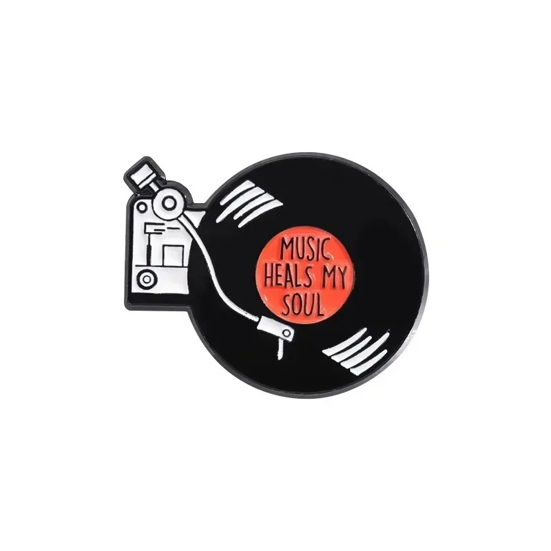 Retro Vinyl Enamel Pins - Music Heals My Soul