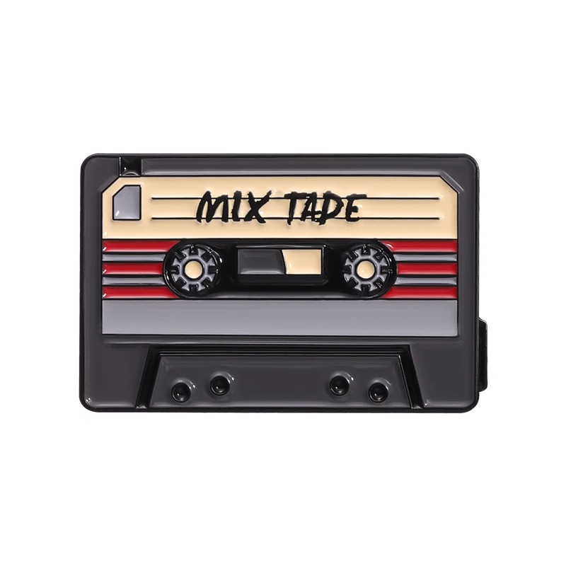 Colorful enamel pins with a Retro Cassette design and the inscription MIXTAPE