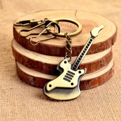 Retro electric guitar keychain
