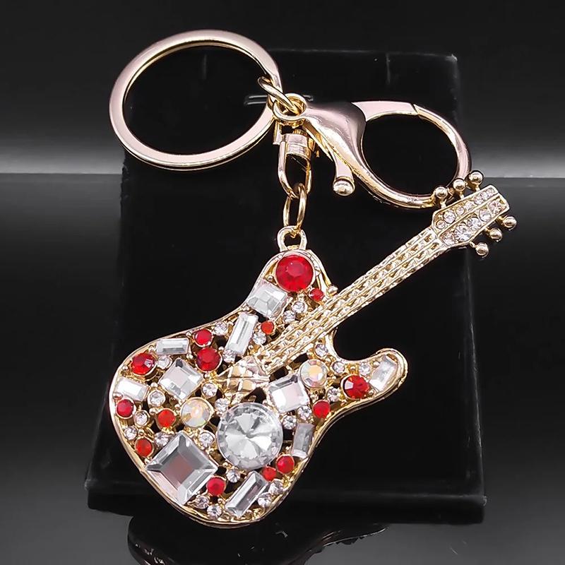 Electric guitar keychain with rhinestones - 3 colors to choose from!