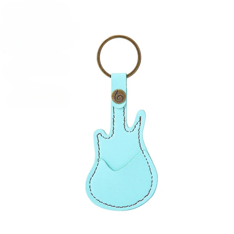 Blue Guitar Pick Case Keychain