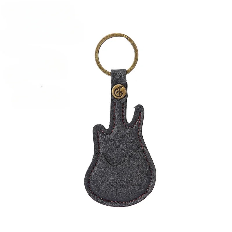Black Guitar Pick Case Keychain