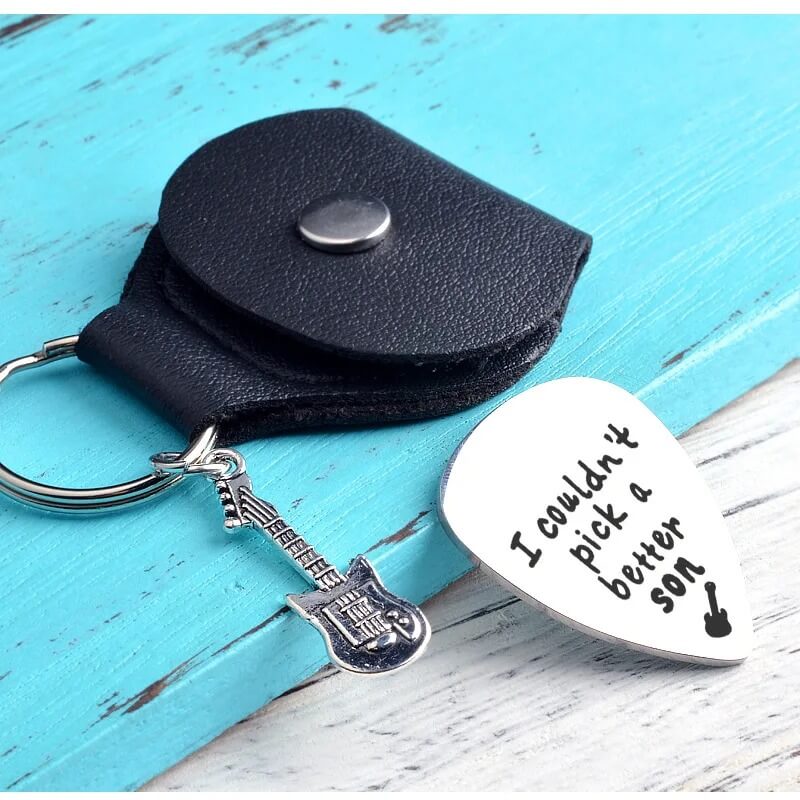 Keychain Picks with Guitar and Pick with Love Message for his Son