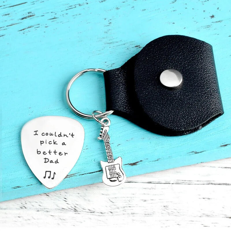 Keychain Picks with Guitar and Pick with Love Message for his Father
