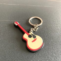 Soft rubber acoustic guitar keychain