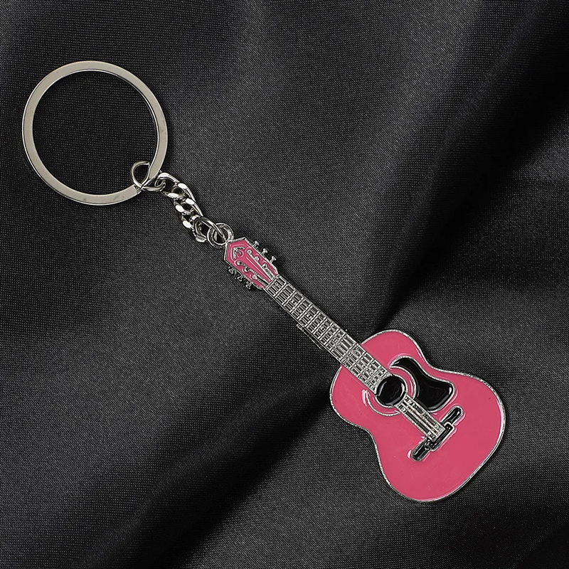 Classic Rose Guitar Keychain in Alloy - 5 Colors to Choose From!