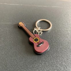 Pink - Classic guitar keychain made of soft rubber