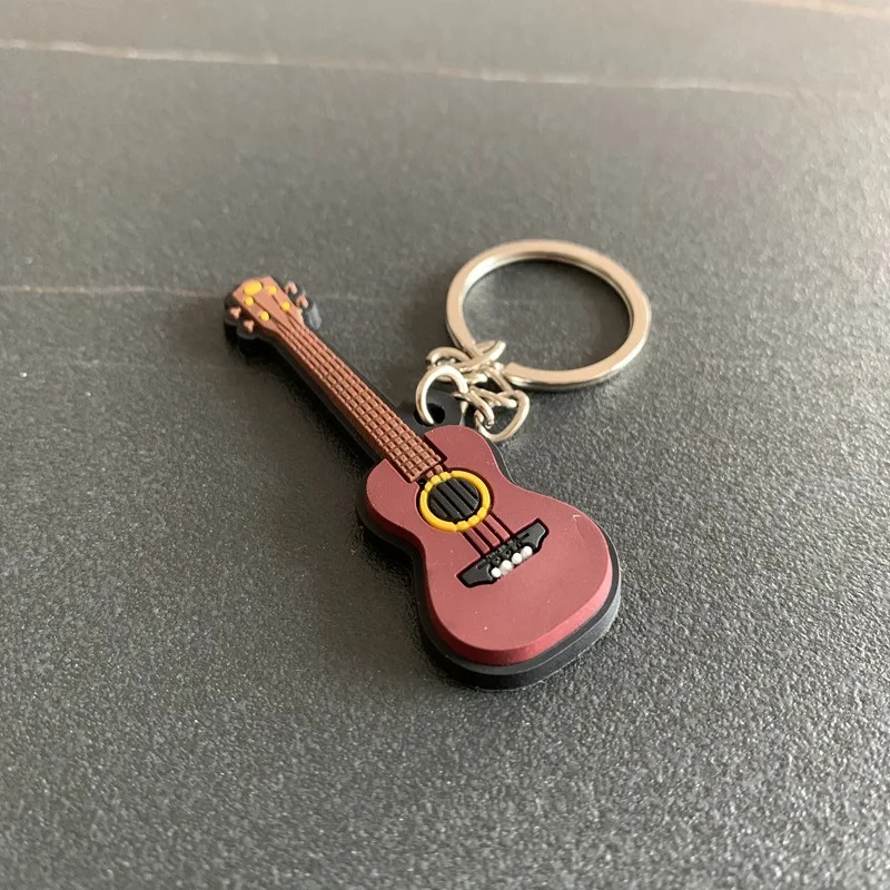 Pink - Classic guitar keychain made of soft rubber