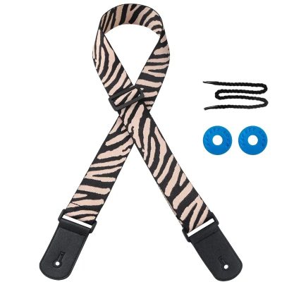 Collection of Guitar Straps with Wild Safari Zebra Pattern - Pink Color