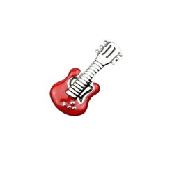 Red Enamel Brooch in the Shape of a Small Electric Guitar - 2 colors to choose from