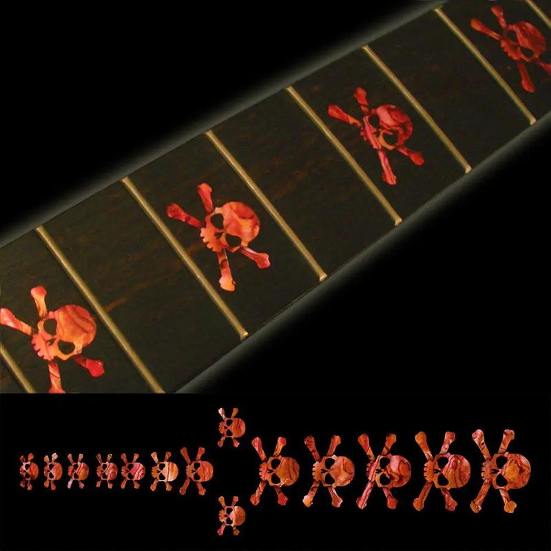 Fret markers with a Skull motif in Red color