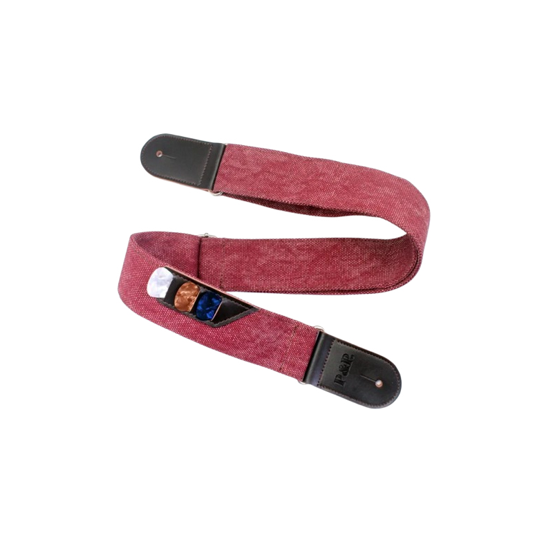 Red Boho Vintage Denim Guitar Strap - 4 colors to choose from!