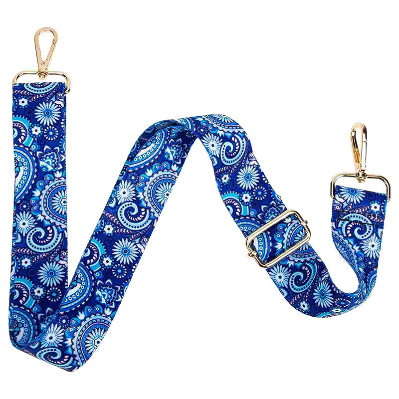 Blue Paisley Banjo Strap with Vintage Floral Pattern