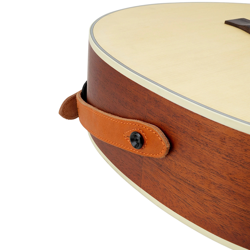 View of the attachment of the Deluxe Bass Strap in Genuine Padded Leather
