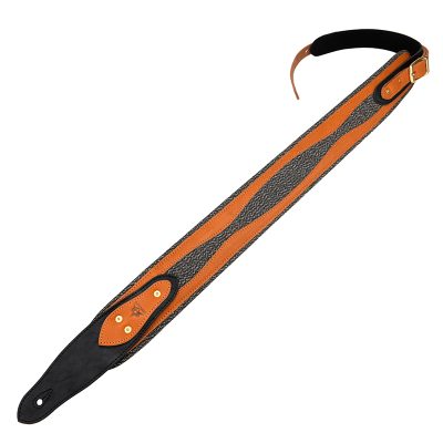 Overall view of the Deluxe bass guitar strap in genuine padded leather