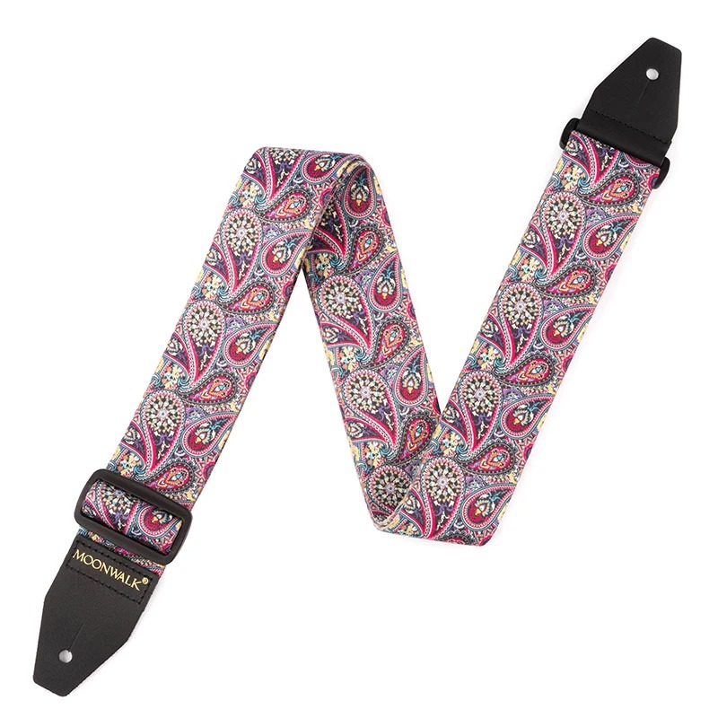 Vintage Guitar Strap with Colorful Paisley Pattern