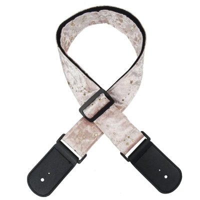 Guitar Strap with Milky Way patterns in pale pink color