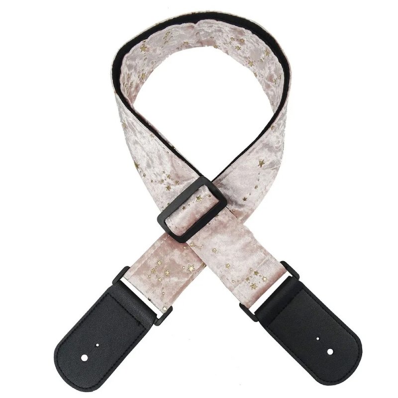 Guitar Strap with Milky Way patterns in pale pink color