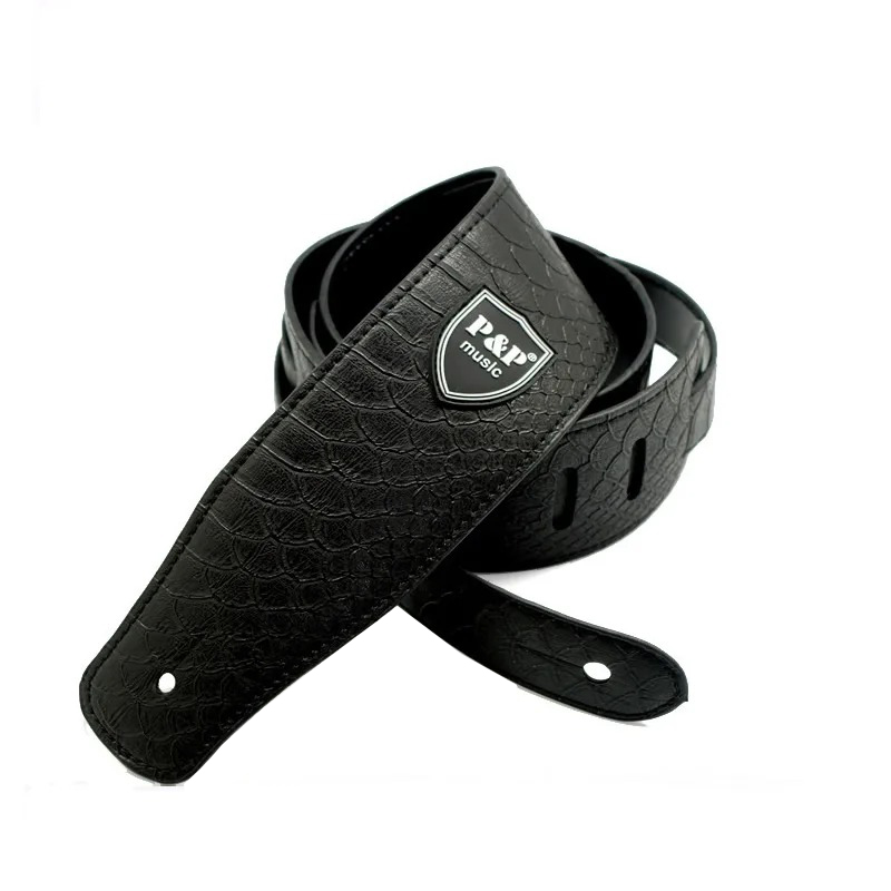 Python snake skin design leather guitar strap