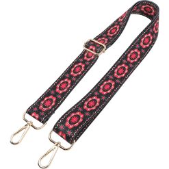 Full view of the "Scarlet Rosette" Banjo Strap