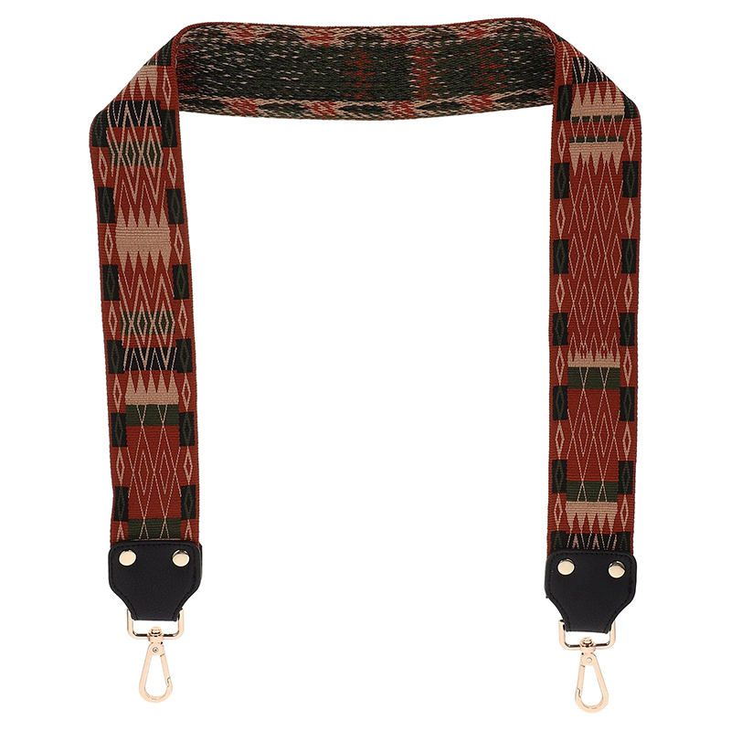 Full view of the banjo strap with ethnic motifs