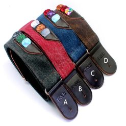 Vintage Boho Denim Guitar Strap, 4 colors available