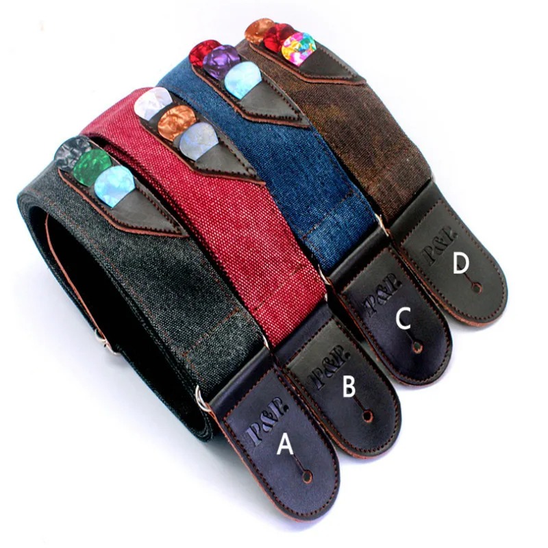 Vintage Boho Denim Guitar Strap, 4 colors available